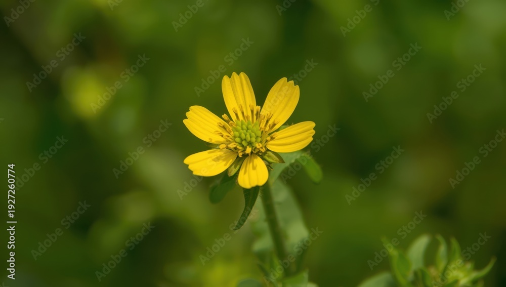 Obraz premium Close-up of yellow flowers of Diplotaxis tenuifolia, a perennial mustard family plant also known as wall-rocket or wild rocket