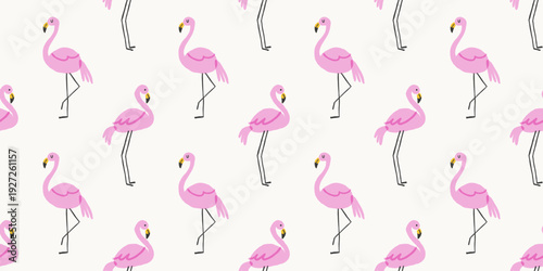 Pink flamingo tropical bird seamless pattern