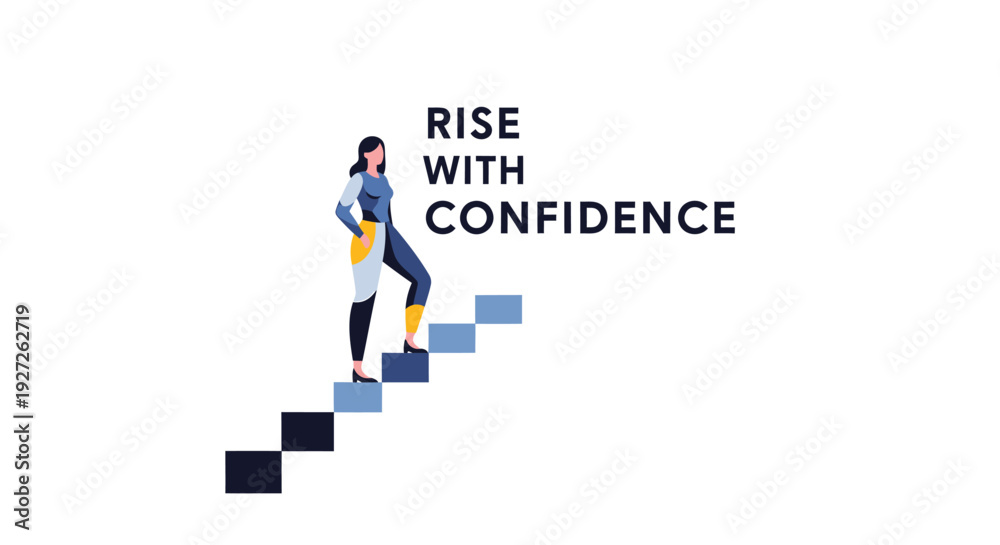 Fototapeta premium Businesswoman climbing stairs with confidence