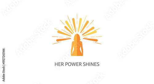 Female empowerment logo, woman with sunburst