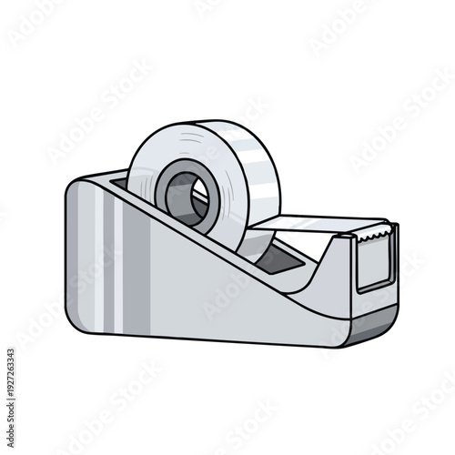 Silver Desk Tape Dispenser with Tape