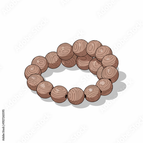 Realistic Detailed Wooden Bead Bracelet Fashion Accessory Elegant Jewellery