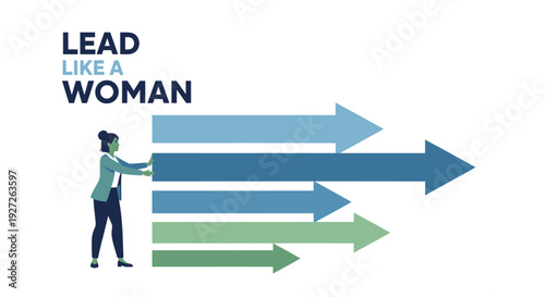 Leadership and business woman icon with arrows