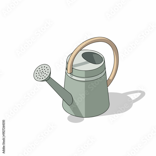 Illustrated Flat Design Watering Can for Gardening or Plants Care