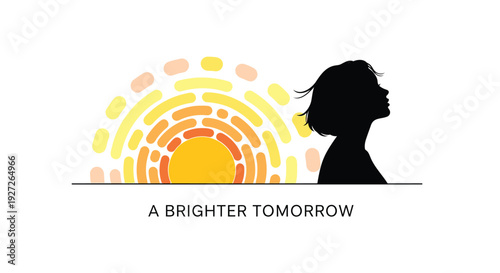 Sun silhouette icon with rainbow, A Brighter Tomorrow