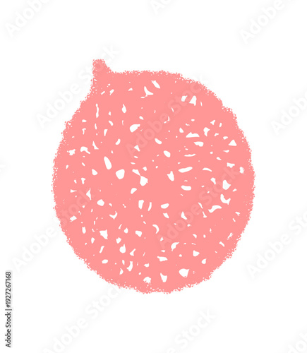 Oval fluid chalk speech balloon sketch in soft pink creates a round message bubble with chat and blob shape. Modern illustration style, organic form, concept for unique communication or decorative