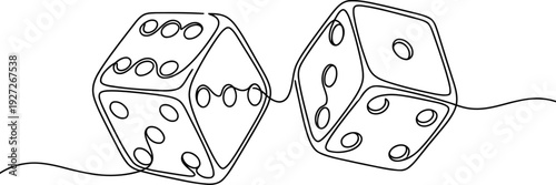Casino Dice Single Continuous Line Icon, Minimalist Gambling Game Outline