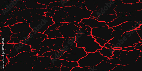Abstract Red Grunge Texture, Minimal Lava with Cracks on Black Clay for Banners, Covers, and Flyers. Vector Illustration