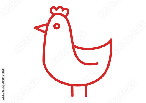 Red Chicken Icon Farm Animal
