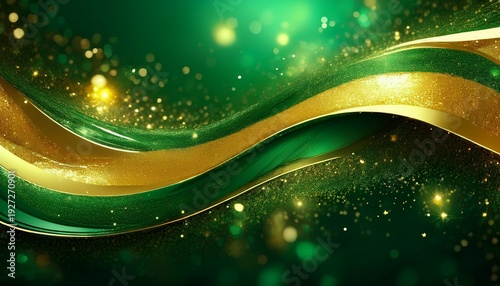 sparkling green and gold glitter abstract background