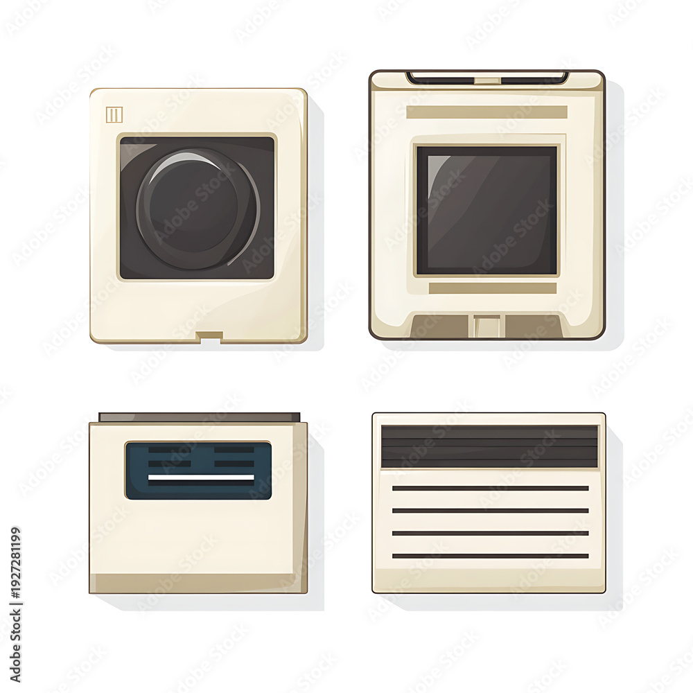 Fototapeta premium Retro Diskette and File Vector Illustration