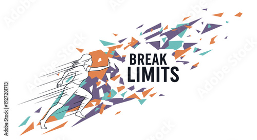 Motivational sports runner icon with BREAK LIMITS text