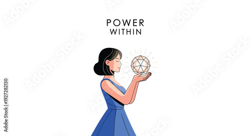 Woman holding crystal ball, empowerment concept