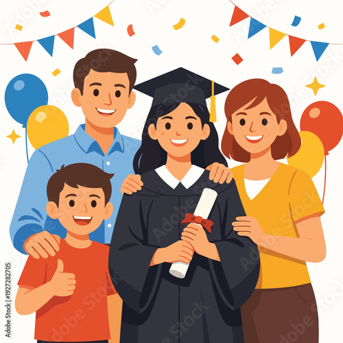 Family celebrating graduation with joy and pride
