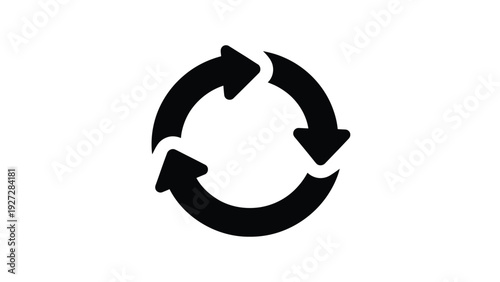 Circular arrows forming a recycling symbol in black