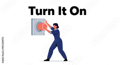 Industrial worker turning on switch