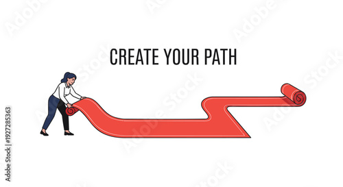 Businessman creating path with rolled up road