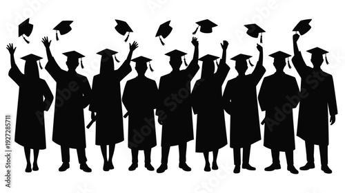Silhouette of Graduated Students Celebrating Graduation Day