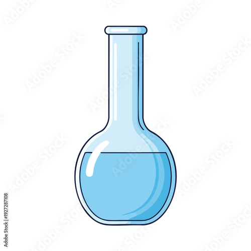 Laboratory Flask with Blue Liquid for Scientific Research and Chemical Experiments