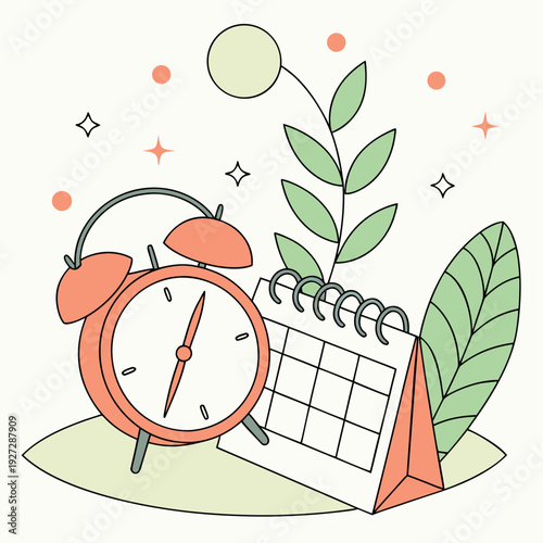 Daylight Saving Time Begins 2026 concept banner. Vector illustration of clock and info with calendar date of changing time in march 08. Spring Forward Time illustration banner. Change clocks ahead