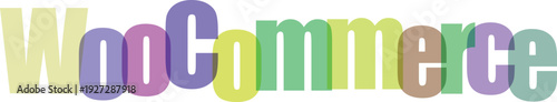 Colorful Woo Commerce text with overlapping pastel letters