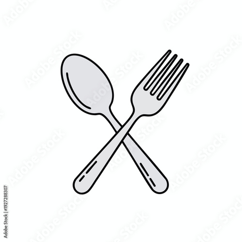 Minimalist Illustration of a Spoon and Fork Crossed for Food and Dining Concepts