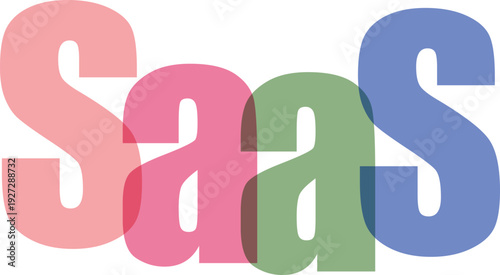 Overlapping pastel letters spelling Saa S in green pink and blue