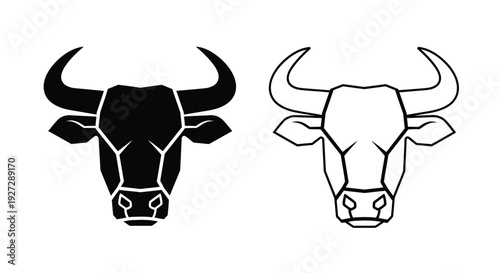 Two bull heads one dark and one outlined a striking silhouette