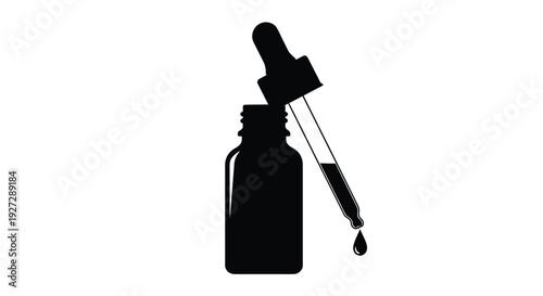 Black dropper bottle with a single drop minimalist silhouette