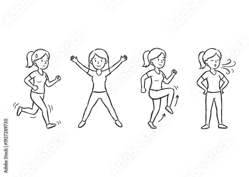 Woman doing physical exercises for cardio training and fitness routine at home