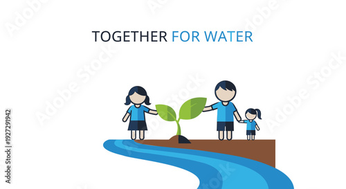 Environmental conservation icon set with people and plant