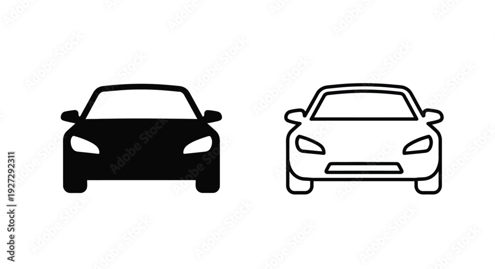 Fototapeta premium Two car designs one a solid black shape a striking silhouette
