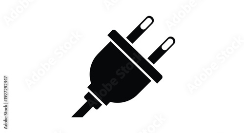 A black plug illustration against a white background silhouette
