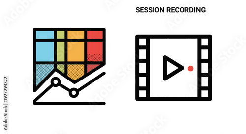 Analyzing user interactions with session recording and visual data insights, combining video playback with statistical charts for comprehensive web analytics.