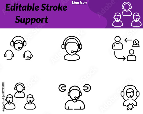 Support icon featuring a headset operator chat bubble helping hands, and heart symbol. Represents customer service assistance guidance communication care and technical help in clean flat vector style.
