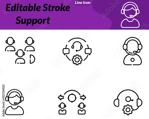 A Support icon in character style shows a friendly character wearing a headset holding a lifebuoy. symbolizing help and assistance. The character can have a welcoming smile with additional elements.