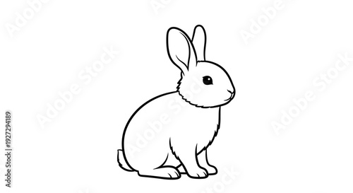 Simple Line Art Drawing of a Cute Rabbit.