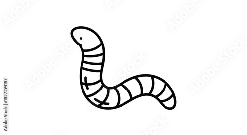 Simple black and white line art drawing of a worm.