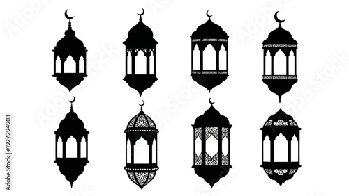 Collection of hanging lanterns in various designs and intricate patterns, showcasing cultural heritage and traditional craftsmanship, viewed from a straightforward angle.