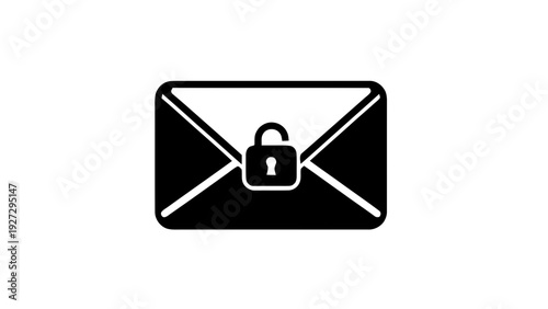 Vector illustration of secure email icon with padlock symbol, private message concept on a transparent background