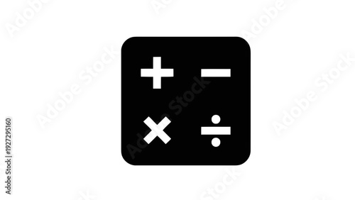 Vector illustration of calculator icon with addition, subtraction, multiplication, and division symbols on a transparent background