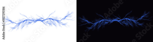 Blue thunderstorm fractal burst, glowing plasma energy, abstract design PNG