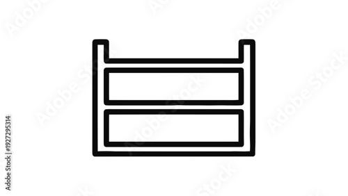 Vector illustration of simple line icon of a twoshelf storage unit or rack, on a transparent background