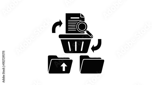 Vector illustration of black icon of uploading photo to cloud storage with arrows on a transparent background