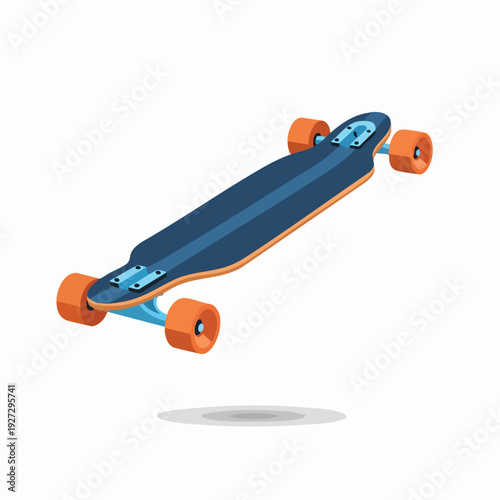 Modern Longboard Skateboard with Bright Orange Wheels and Sleek Design