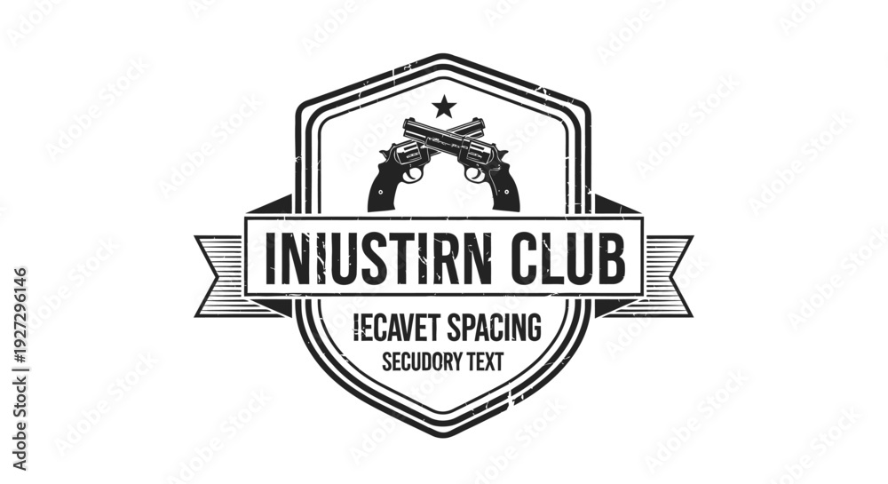Fototapeta premium Vintage Emblem with Crossed Pistols and Club Text.