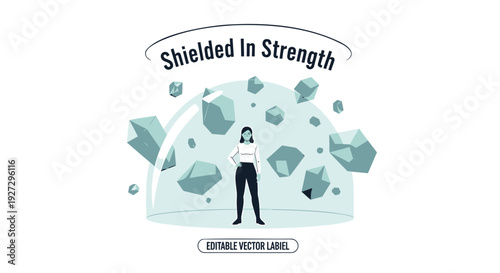Shielded in strength vector illustration
