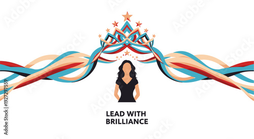 Business woman lead with brilliance vector