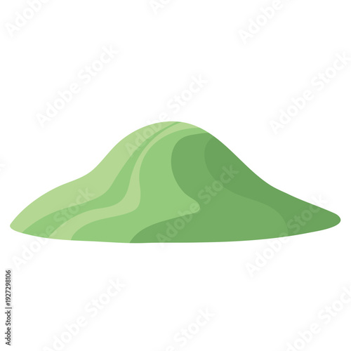 Green Hill on White Background Minimalist Design Element Nature Illustration