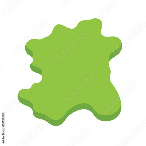 Green shape illustration of and island. It has shadows on a white background for website app or other digital or design project
